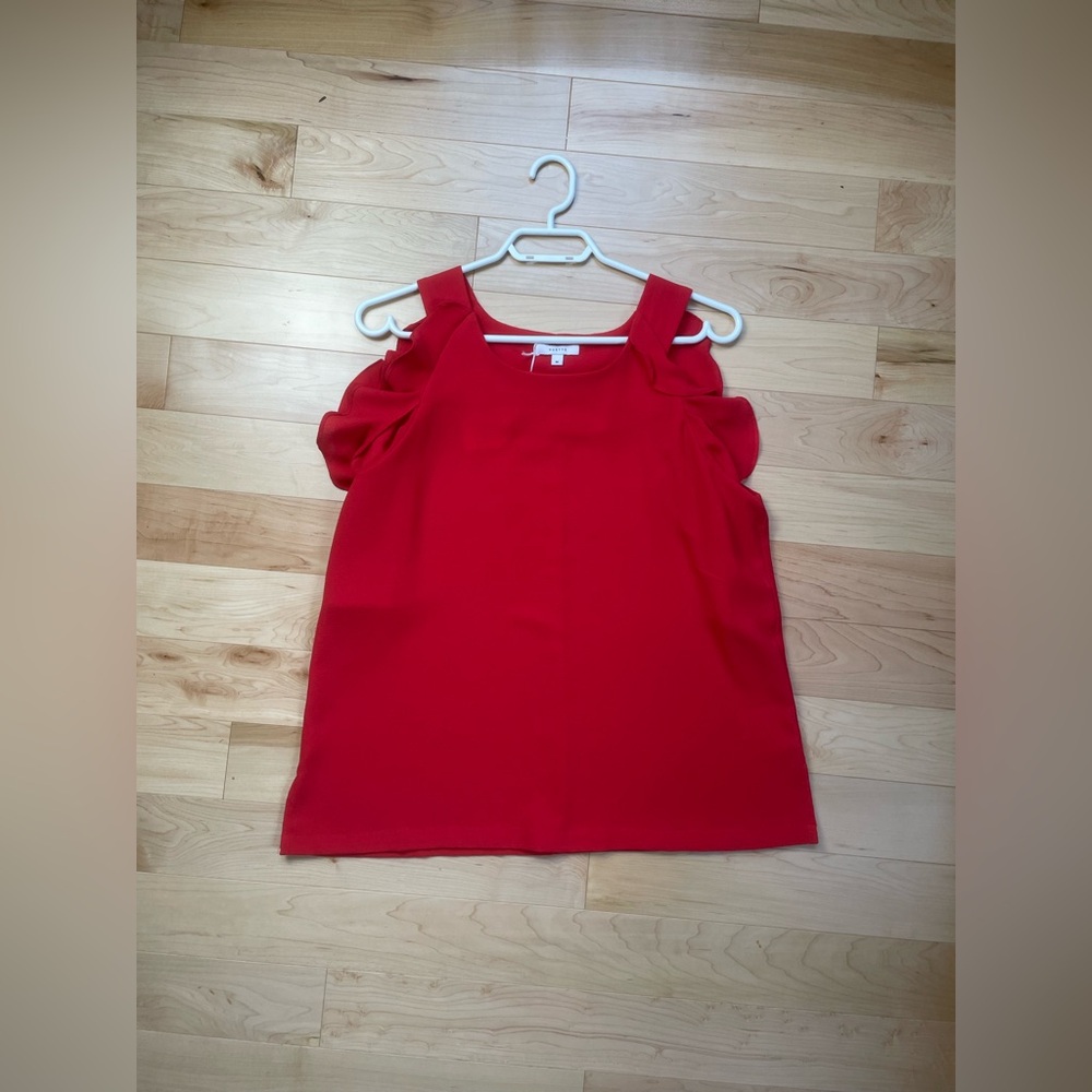 Maette medium red frilled blouse